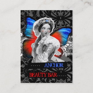 Tarjeta De Visita Azul rojo del ancla de la belleza de la mariposa