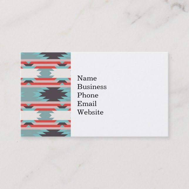 Tarjeta De Visita Azul rojo del nativo americano tribal azteca del (Anverso)