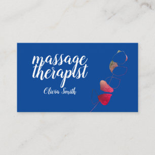 Tarjeta De Visita Azul rojo elegante vegetación rústico elegante fem