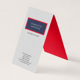 Tarjeta De Visita Azul Rojo Gris Simple Moderno Minimalista Plano