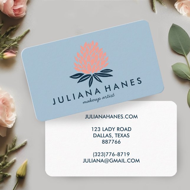 Tarjeta De Visita Azul rosa de las flores de moda Lotus (Chic Lotus Flowers Pink Blue Business Card
)