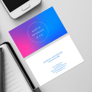 Tarjeta De Visita Azul rosa degradado moderno Simplicidad Futurist