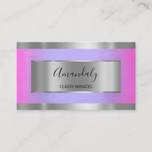 Tarjeta De Visita Azul rosado elegante y gris plateado profesional