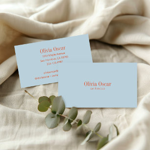 Tarjeta De Visita Azul Simple Moderno Minimalista Profesional Naranj