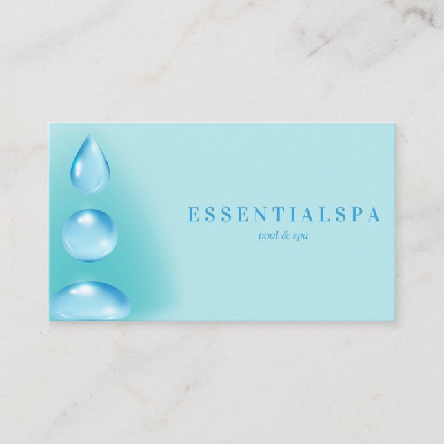 Tarjeta De Visita Azul sOFT Agua espiritual cae reiki yoga zen (Anverso)