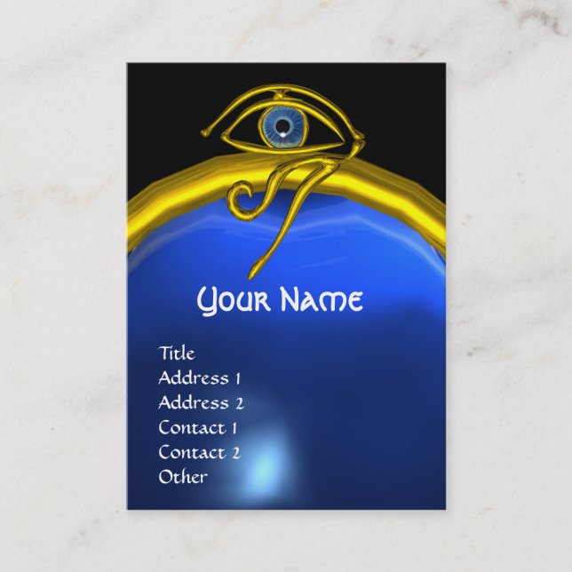 Tarjeta De Visita AZUL TALISMAN SAPPHIRE MONOGRAM amarillo negro (Anverso)