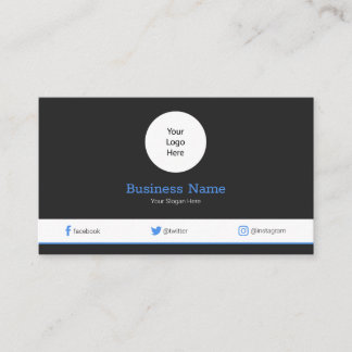 Tarjeta De Visita Azul tu logotipo Perfil de medios sociales moderno