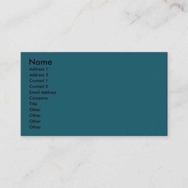 Tarjeta De Visita azul turquesa oscuro verde azulado (Anverso)