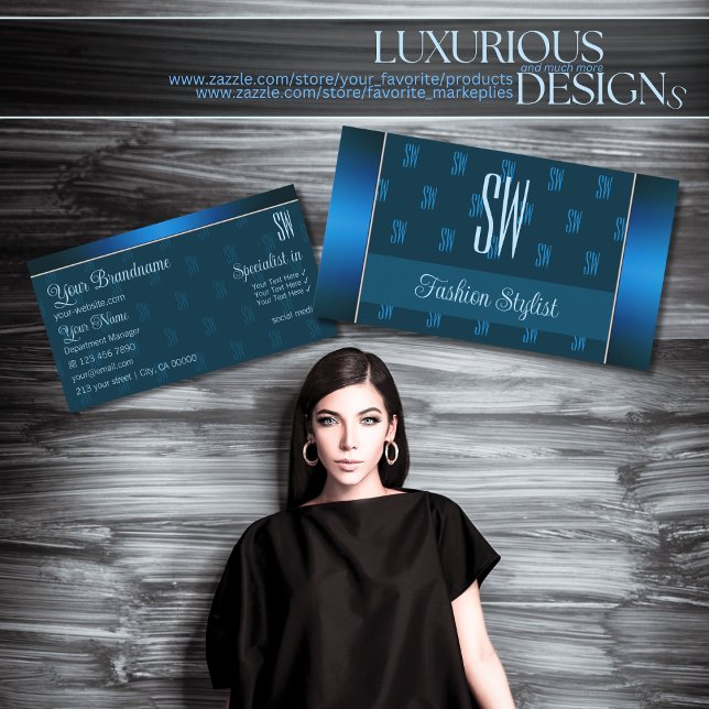 Tarjeta De Visita Azul Verde azulado de moda con profesional del pat (Subido por el creador)