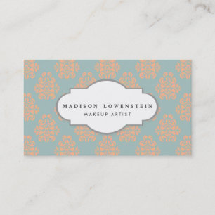 Tarjeta De Visita Azul verde azulado del melocotón del vintage del