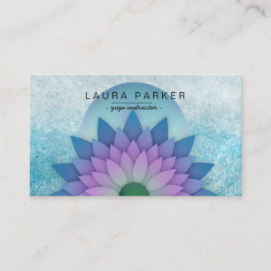 Tarjeta De Visita Azul Verde azulado Lotus Flor Yoga Meditación hol