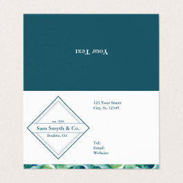 Tarjeta De Visita Azul/Verde sobre el diseño de una empresa blanca