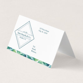 Tarjeta De Visita Azul/Verde sobre el diseño de una empresa blanca