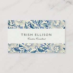 Tarjeta De Visita Azul Vintage Floral Asiático: Chinoiserie Antiguo