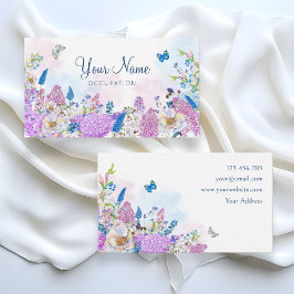 Tarjeta De Visita Azul violeta Fresco Floral florecimiento del veran