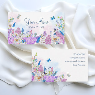 Tarjeta De Visita Azul violeta Fresco Floral florecimiento del veran