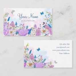 Tarjeta De Visita Azul violeta Fresco Floral florecimiento del veran