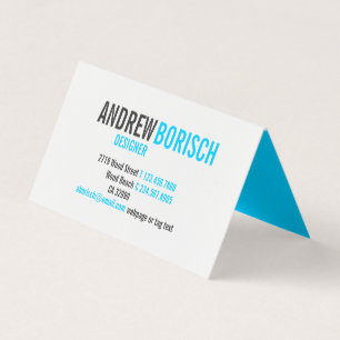 Tarjeta De Visita Azul vivo blanco Vivid azul plegado