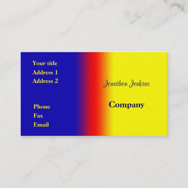 Tarjeta De Visita Azul y amarillo (Anverso)