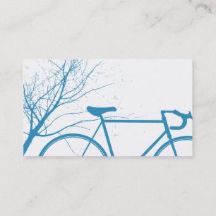 Tarjeta de visita azul y blanca de la bicicleta