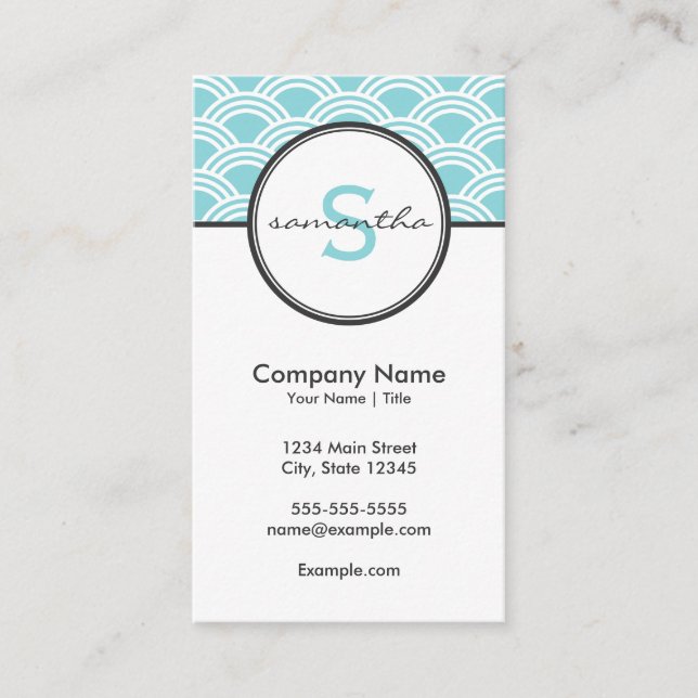 Tarjeta De Visita Azul y blanco modernos (Anverso)