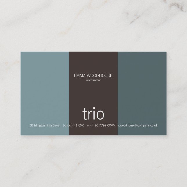 Tarjeta De Visita Azul y Brown del cadete del trío (Anverso)