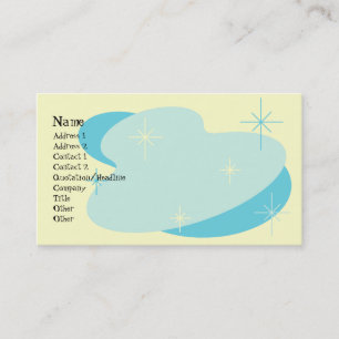 Tarjeta De Visita Azul y crema retro atómico