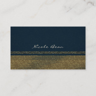 Tarjeta De Visita Azul y dorado Chic Brillante Glam Elegante Persona