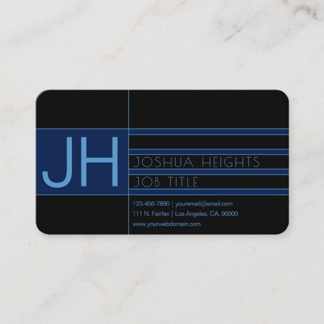 Tarjeta De Visita Azul y negro modernos (Anverso)
