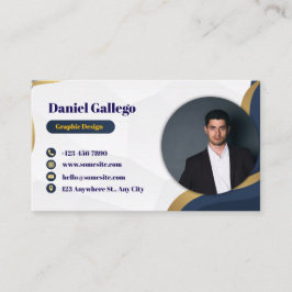 Tarjeta De Visita Azul y oro