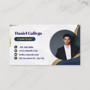 Tarjeta De Visita Azul y oro