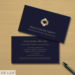 Tarjeta De Visita Azul y oro de la Marina Oscura profesional