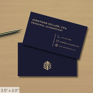 Tarjeta De Visita Azul y oro de la marina profesional simple