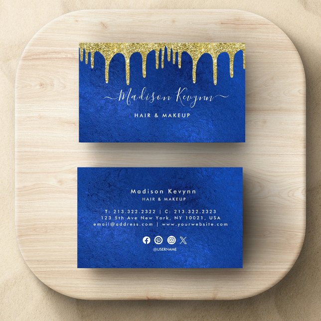 Tarjeta De Visita Azul Y Oro Moderno (Subido por el creador)