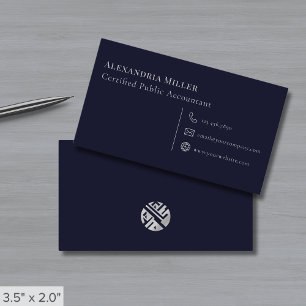 Tarjeta De Visita Azul y plateado de la marina simple