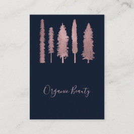 Tarjeta De Visita Azul y Rosa Oro Bosque Rosa Maderoso Árboles Rústi