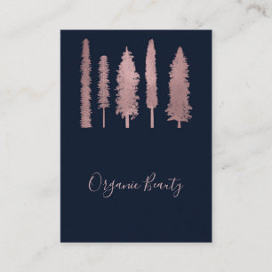 Tarjeta De Visita Azul y Rosa Oro Bosque Rosa Maderoso Árboles Rústi