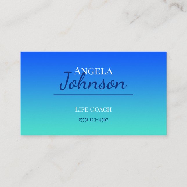 Tarjeta De Visita Azul y Turquesa Ombre (Anverso)