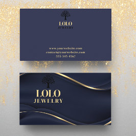 Tarjeta De Visita Azul zafiro de lujo con joyería de oro