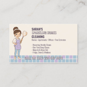 Tarjeta De Visita Azulejo Pastel Crema Ama de Llave QR