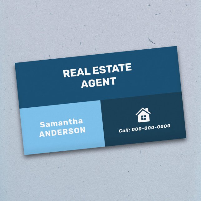 Tarjeta De Visita Azulejos azules - Agente inmobiliario (Blue Tiles - Real Estate Agent Business Card)