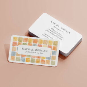 Tarjeta De Visita Azulejos de Pastel Cálido Boho Arcilla de Cerámica