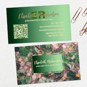 Tarjeta De Visita Azulejos Mosaico Hexagonales Verdes Elegantes Mode