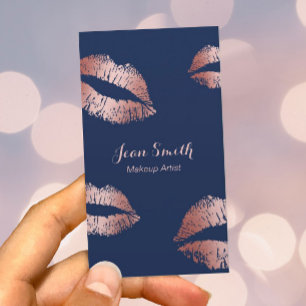 Tarjeta De Visita Azules marinos elegantes subiós de los labios del