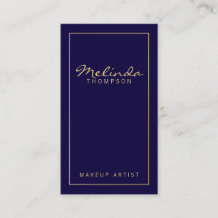 Tarjeta De Visita Azules marinos y oro modernos simples