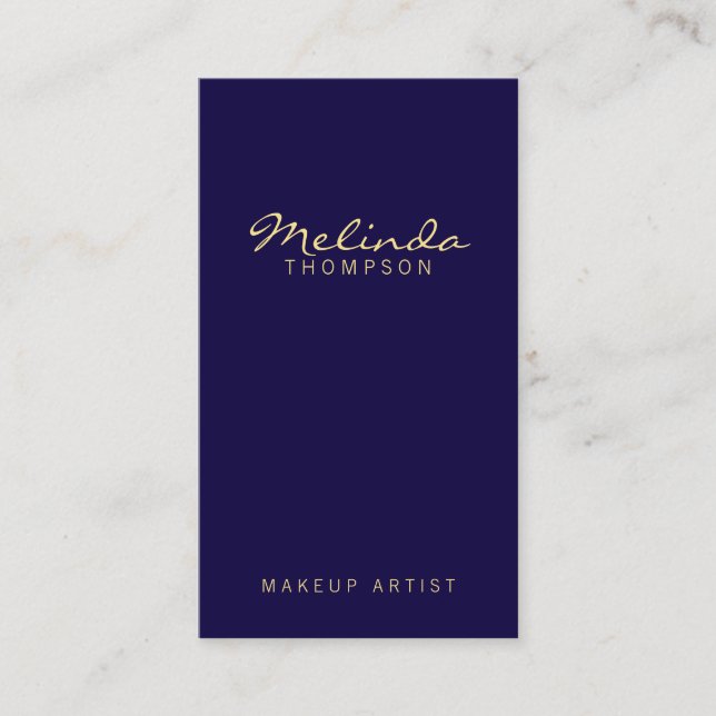 Tarjeta De Visita Azules marinos y oro modernos simples (Anverso)