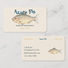 Tarjeta De Visita Azure Fin Classic Fish Restaurant