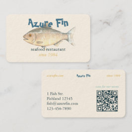 Tarjeta De Visita Azure Fin Classic Fish Restaurant QR Code