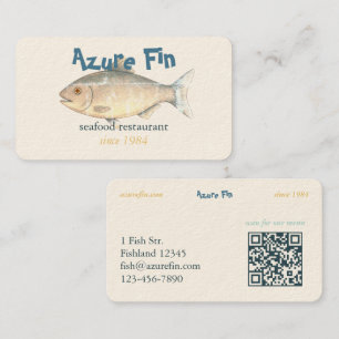 Tarjeta De Visita Azure Fin Classic Fish Restaurant QR Code