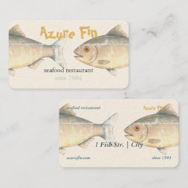 Tarjeta De Visita Azure Fin Elegant Fish Restaurant